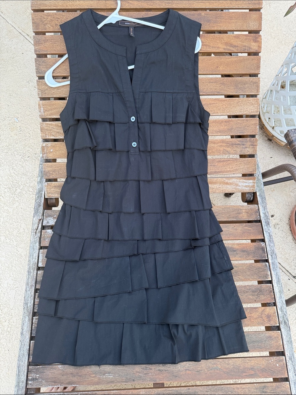 BCBGMaxAzria Black Tiered Ruffle Midi Dress